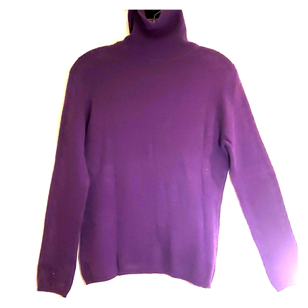 Purple Cashmere Turtleneck Long Sleeve